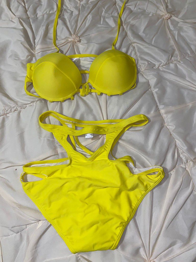 Yellow Sexy Swimsuit/bikini Set