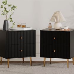 Fluted Nightstand Set Of 2 