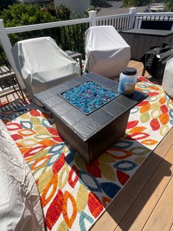 Black LP Gas Outdoor Fireplace