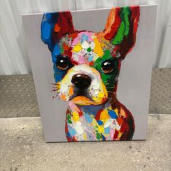 Colorful French bulldog oil painting,. Ready to hang 20 “x 25”  $50