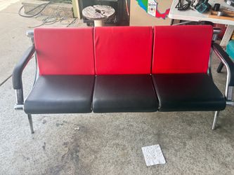 Red and Black Waiting Room Bench  and seats swith Chrome Frame