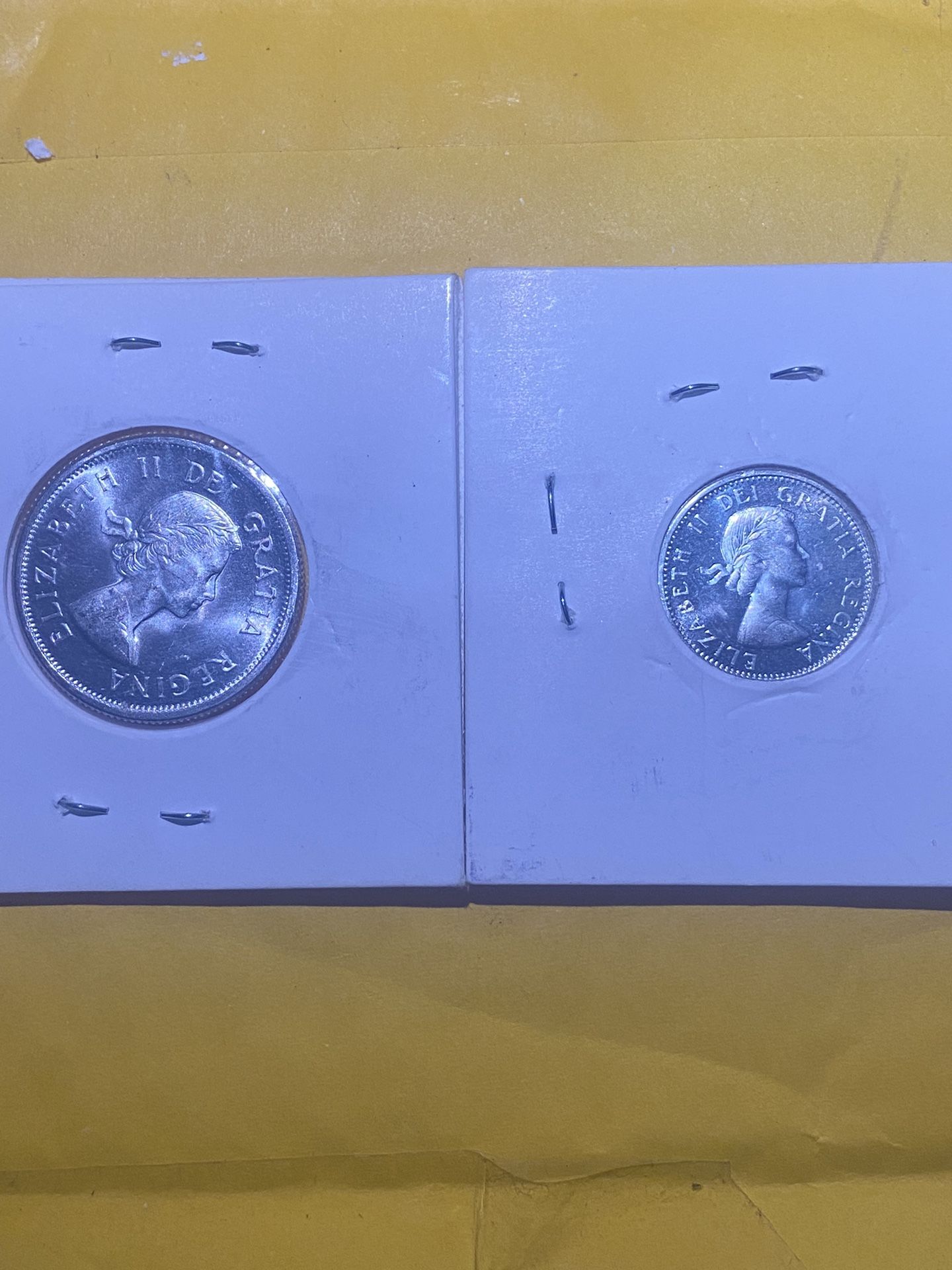 Silver 2 coins Canada 1964 uncirculated 80% silver