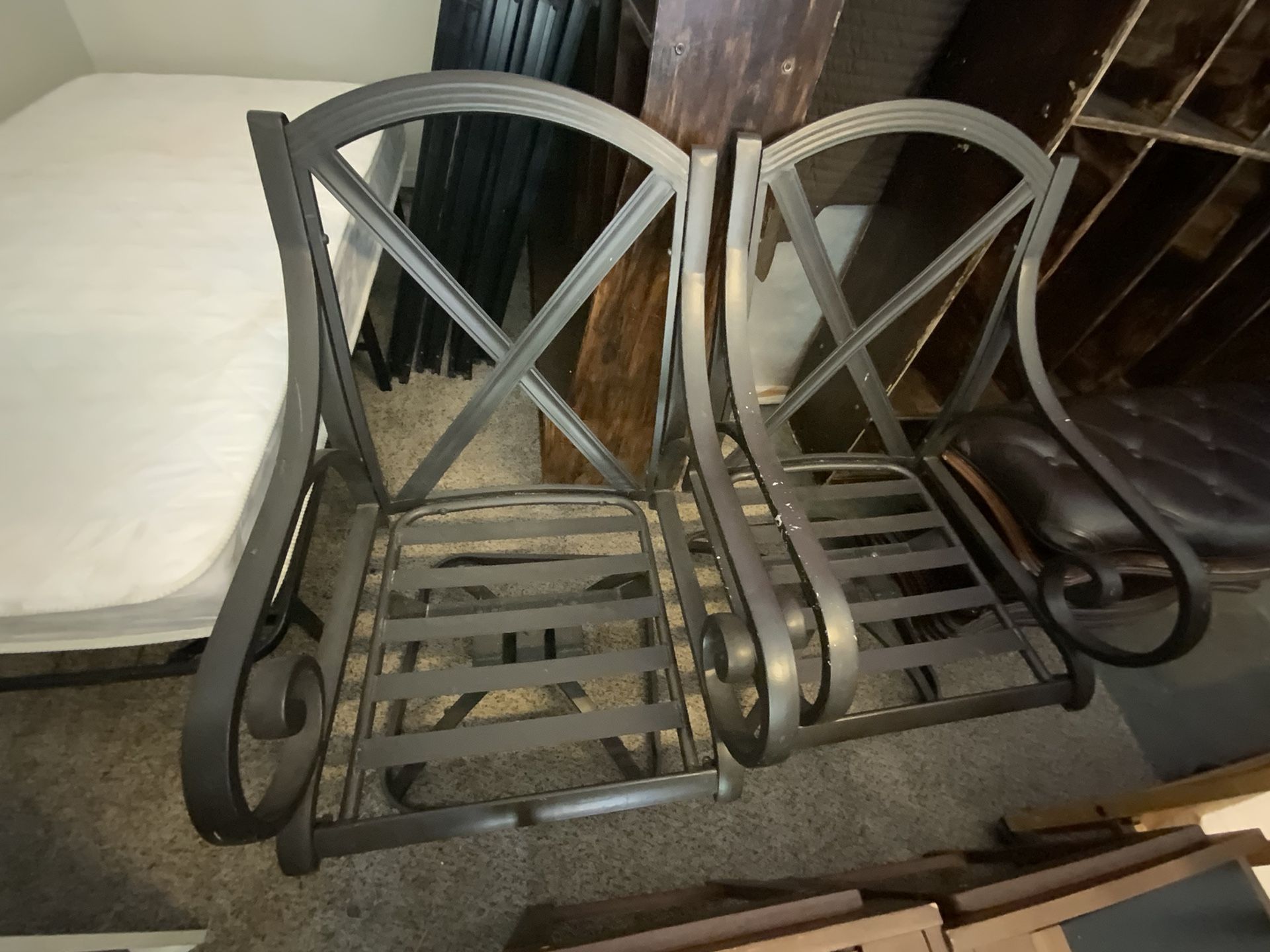 2 Heavy Iron Patio Swivel Rocking Chairs – Estate Blowout!
