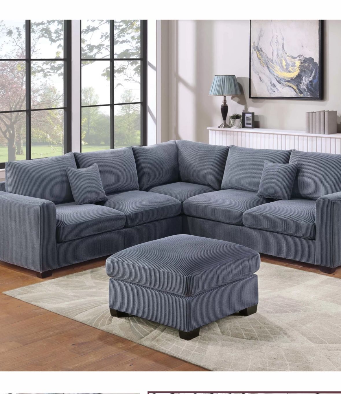 3 Pc Sectional Set With Ottoman Set
