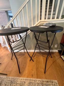 Selling Cocktail Table and Covers, set of 2 solid black tables TALL 43” bar height