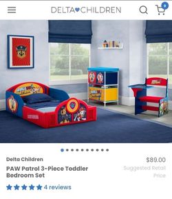 Paw Patrol 3 piece toddler bed bedroom set
