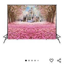 Muzi Photography Backdrop Beautiful Pink Woods Children Princess Girls Photo Booth Backdrop Studio Props with Flowers on The Floor in Spring 6.5x5ft 