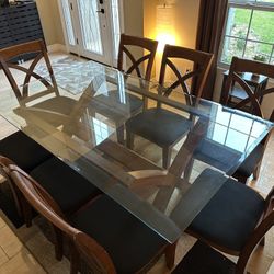 Glass Table + 8 Chairs