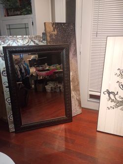 Brown Mirror , Picture And Mirror Picture