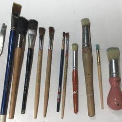Artist Painting And Stencil Brushes.