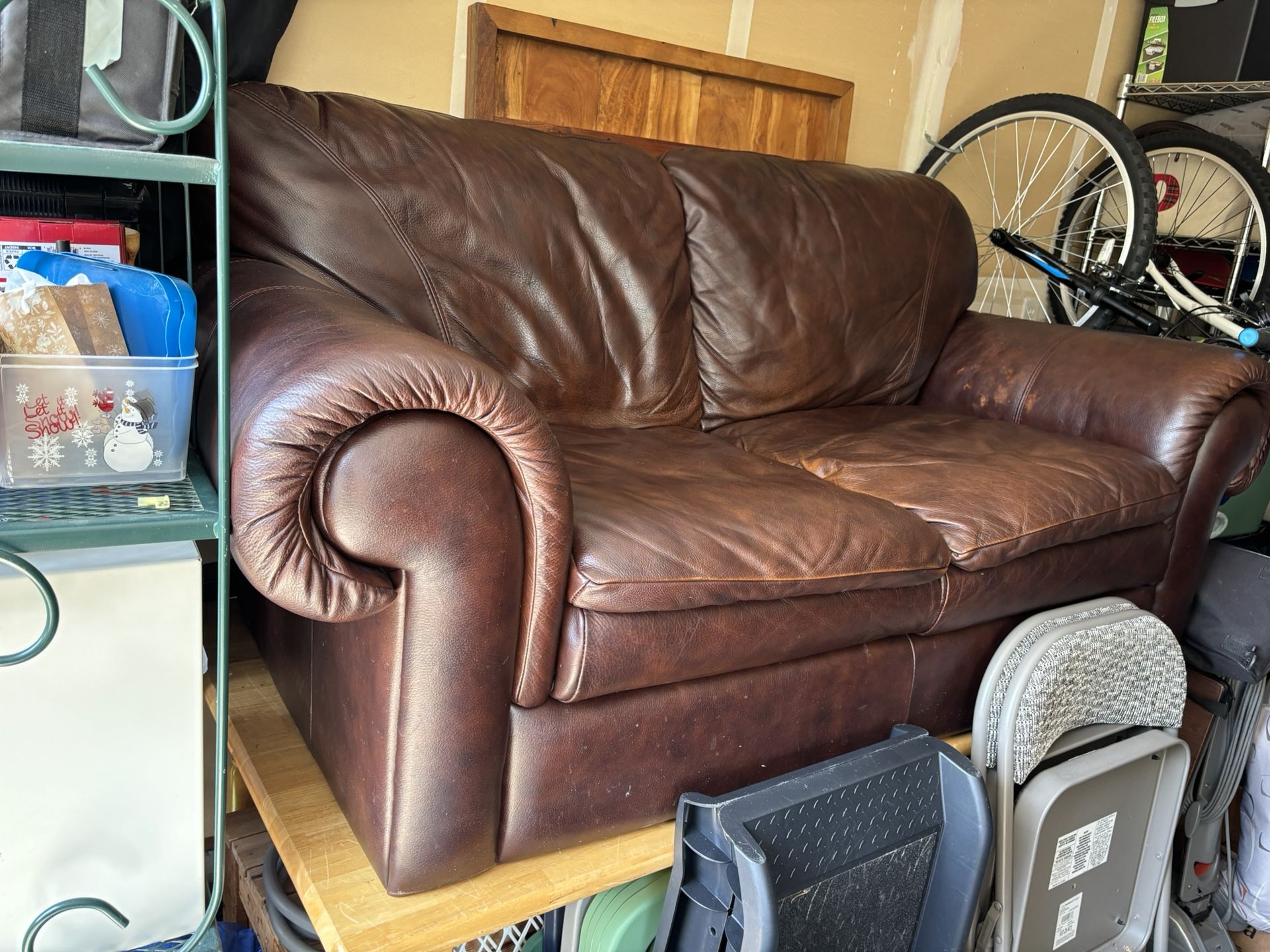 Leather loveseat