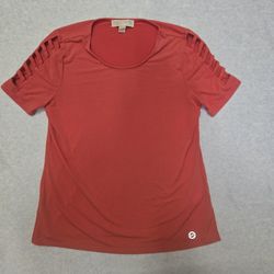 Michael Kors Top Women's M Pink Short Sleeve Ladder Cutout Stretch Top