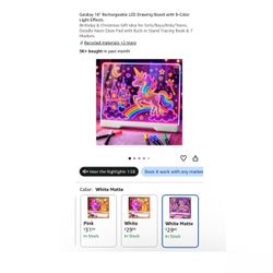 Brand new 16" Rechargeable LED Drawing Board with 9-Color Light Effects