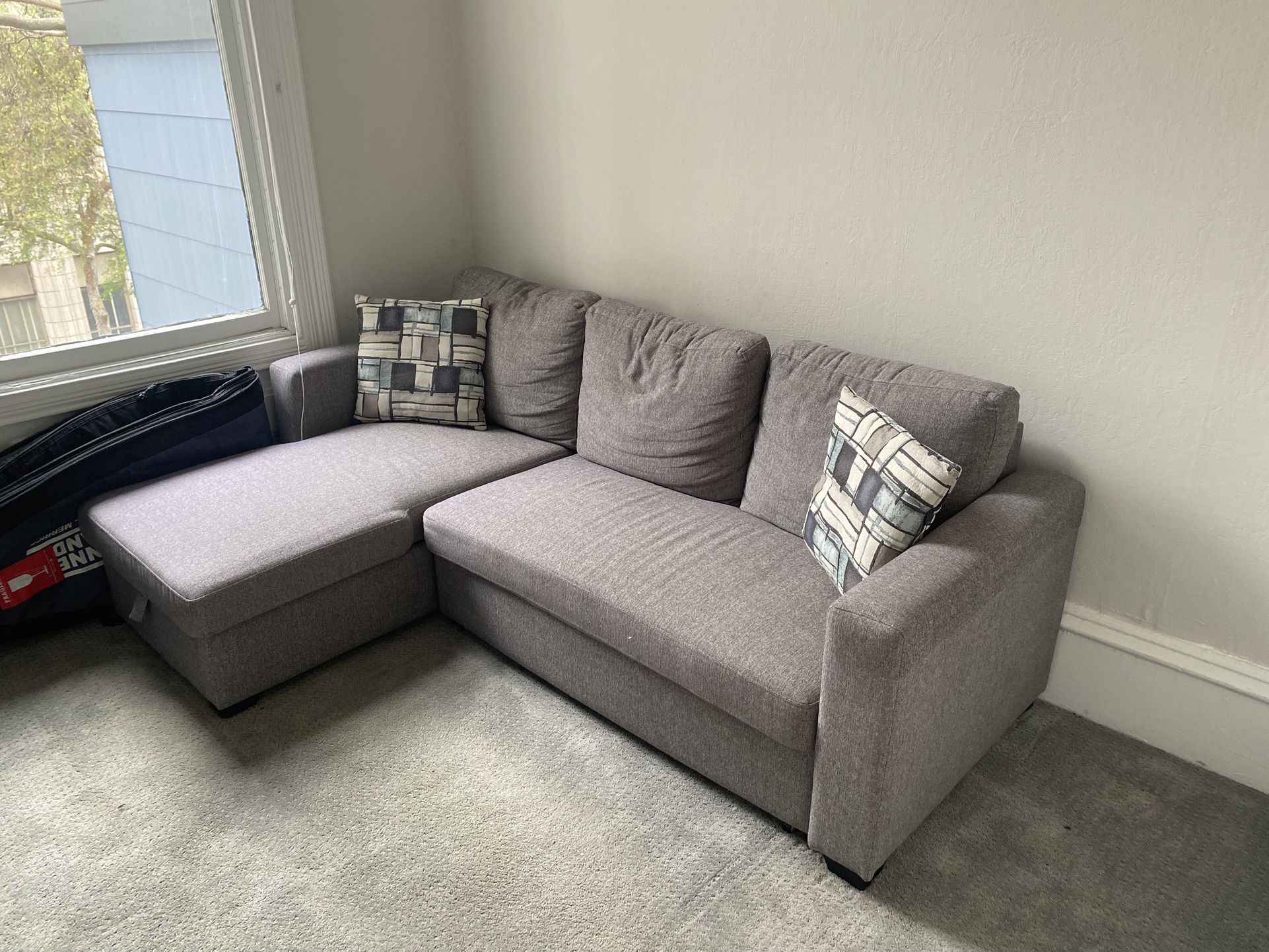 Sectional Couch with Pull Out Bed in