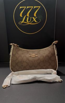 👜 Coach Signature Shoulder Bag Brown/White