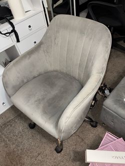 Grey vanity rolling chair