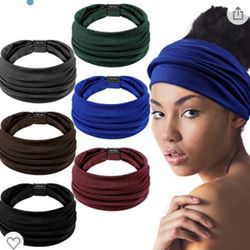 6 Pieces African Headbands Knotted Elastic Hairbands Multicolor Head Wraps Wide Stretch Head Scarf for Women Girls (Vintage Pattern)
