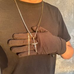 14k Diamond Cut Curb Chain And Bracelet With Pendant Set 9.43 Grams