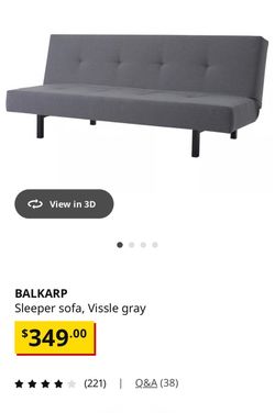 IKEA BALKARP Sleeper Sofa Vissle black