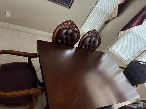 Wood Dining Table With 6 Boss Chairs