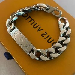 LOUIS VUITTON Palladium Plated Cuban Chain Bracelet