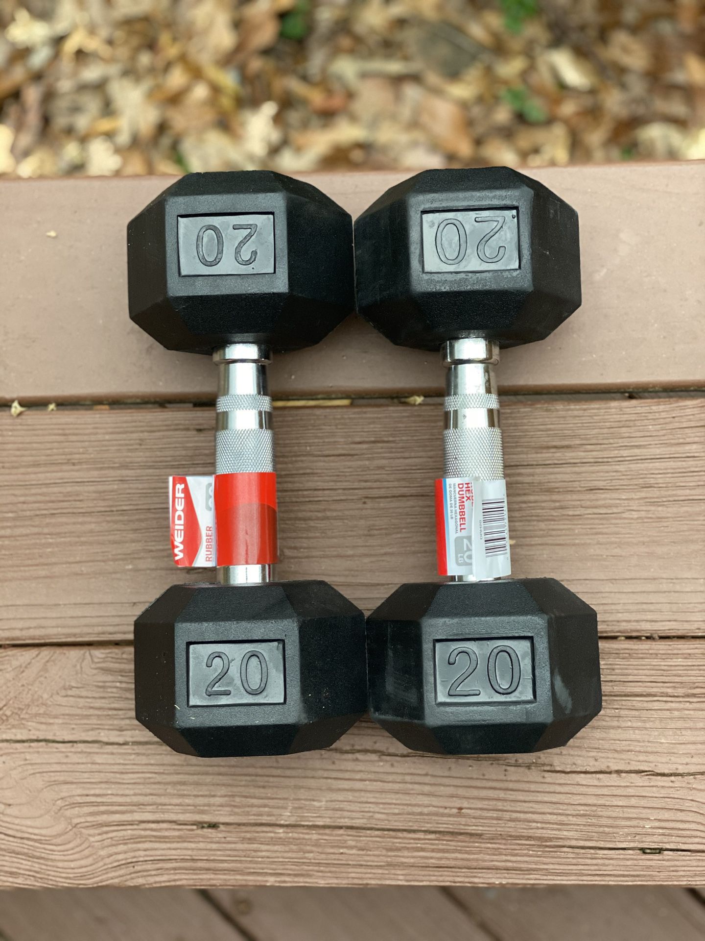 20 lbs pounds dumbbell pair rubberized hex brand new compare with Bowflex