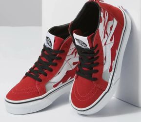 Vans size 3 youth Sk8-Hi Zip Ferocious Flame Racing Re Sneakers