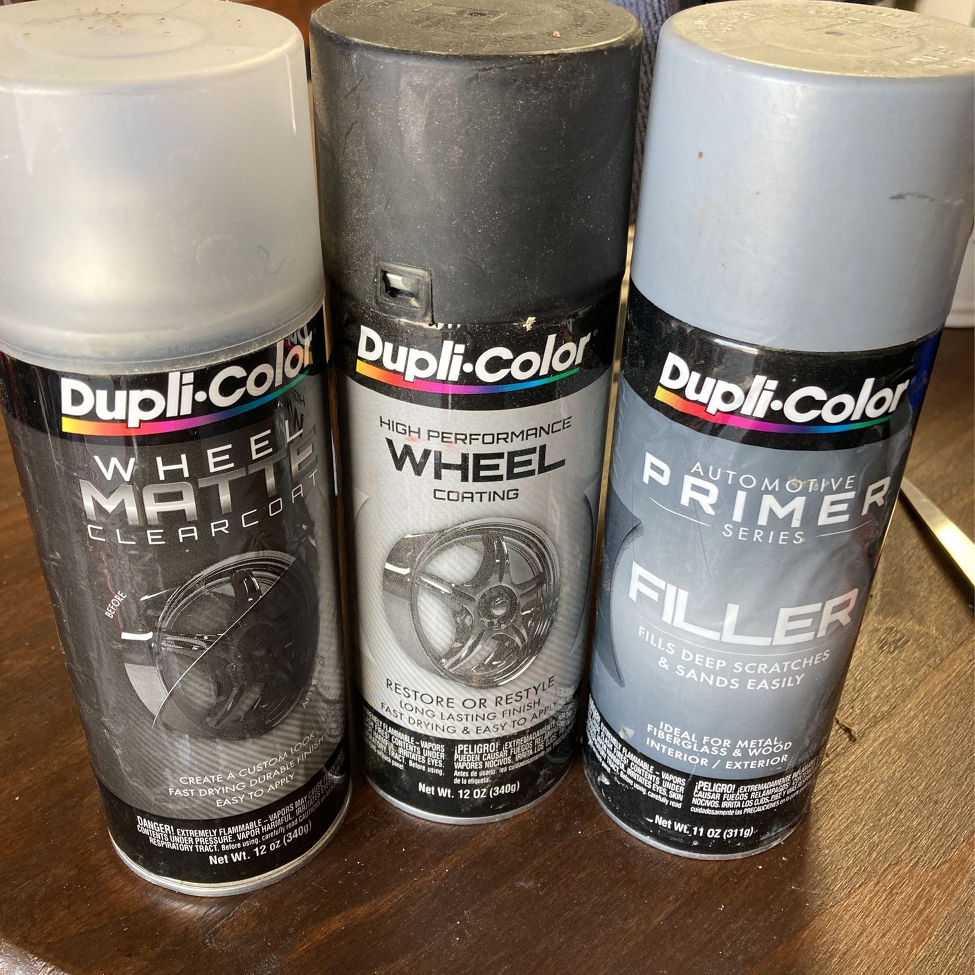 Dupli-color Rim Spray paint Primer/black/matte Clear Coat