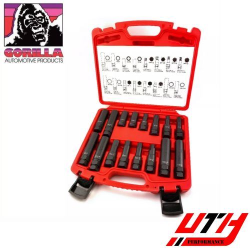 GORILLA 16 PC MASTER TUNER SPLINE HEX STAR SOCKET KEY LOCK LUG NUT SET WHEEL RIM
