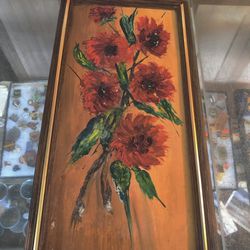 Vintage Painting On Wood And Framed 