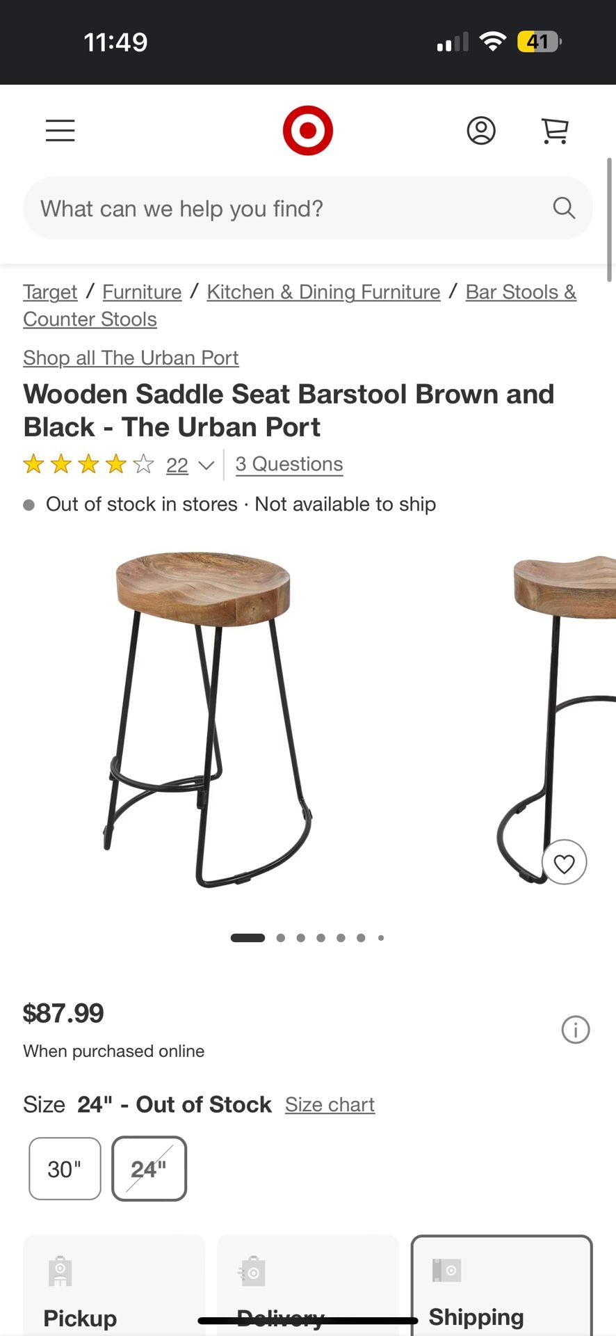 Wooden Bar Stool Furniture House Home Decor Metal Black Industrial Modern Urban New