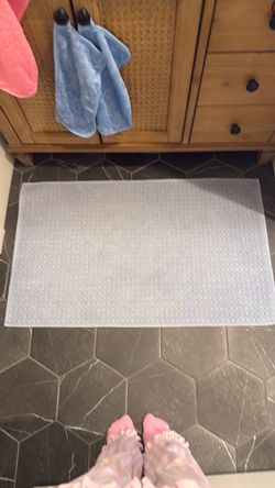 Blue Rectangular Bath Mat
