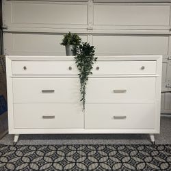 White Dresser With 6 Drawers - Solid Wood