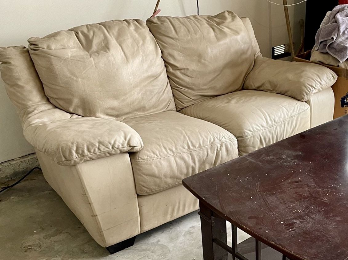 Real Leather Loveseat Cream