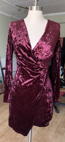 Wine Red Velvet Cocktail Dress Size Small