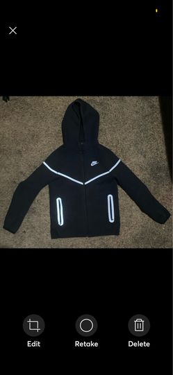 Nike Tech Fleece Hoodie Black / White Trim - Women's L Excellent Condition