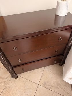Dark Wood 3-Drawer Dresser with Ring Pulls