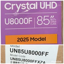 Samsung- 85” Class U8000F Series Crystal UHD 4K Smart Tizen TV (2025)  1yr Warranty (Free Delivery) 