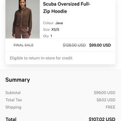Lululemon Scuba Hoodie 