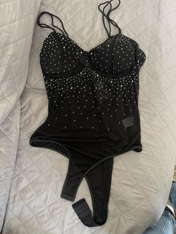 Black Rhinestone Lingerie or Wear As A Cute Top
