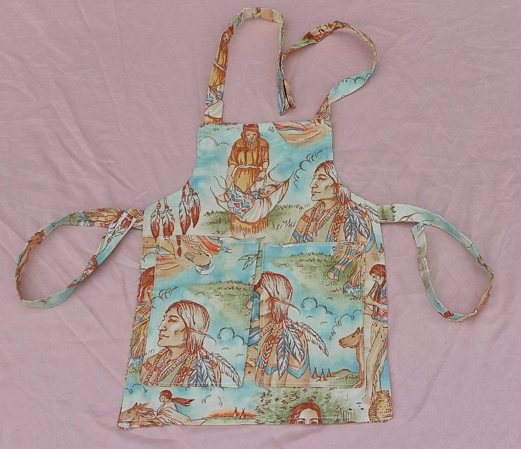 Kids Reversible American Indian Apron-Handmade-Ages 2-4