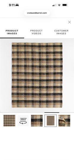 Crate and Barrel Montreaux Jute Black Handwoven Area Rug 8'x10'