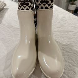 Coach Rivington Logo Knit Linjng Rain Boots Womens Size 8