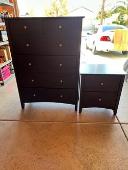 Brown Tall Dresser and Nightstand