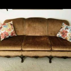 Antique Early 1900's Mahogany Camelback Sofa With Matching Chair

