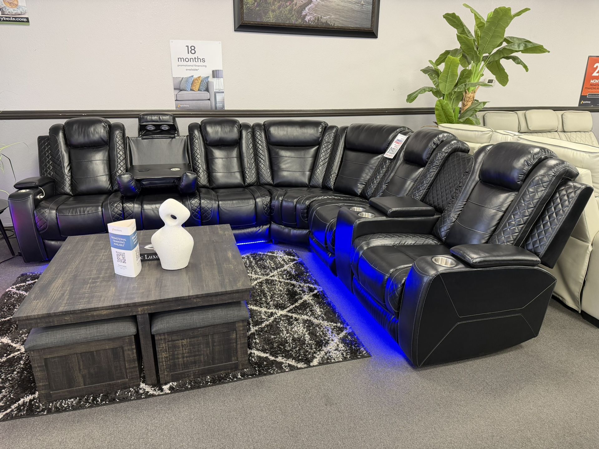 Black Sofa Sectional Power Recliners