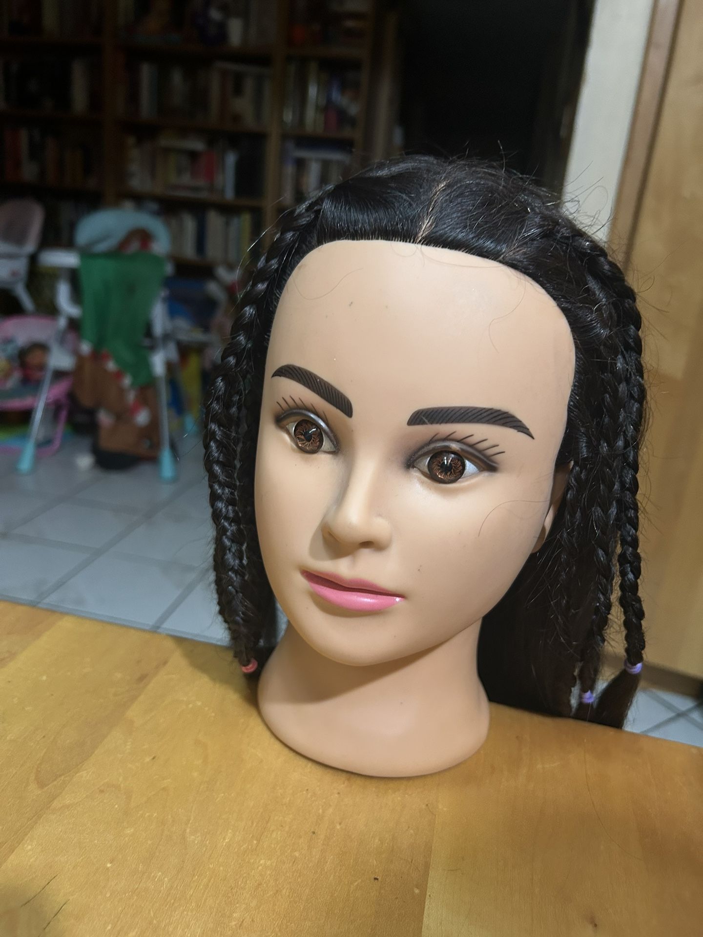 Long Black Human Hair Doll