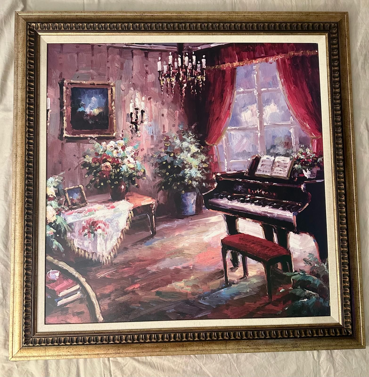 Elegant Painting of Piano in a Room