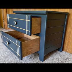 Gorgeous Matte Black and Metallic Gold 2 drawer nightstand.