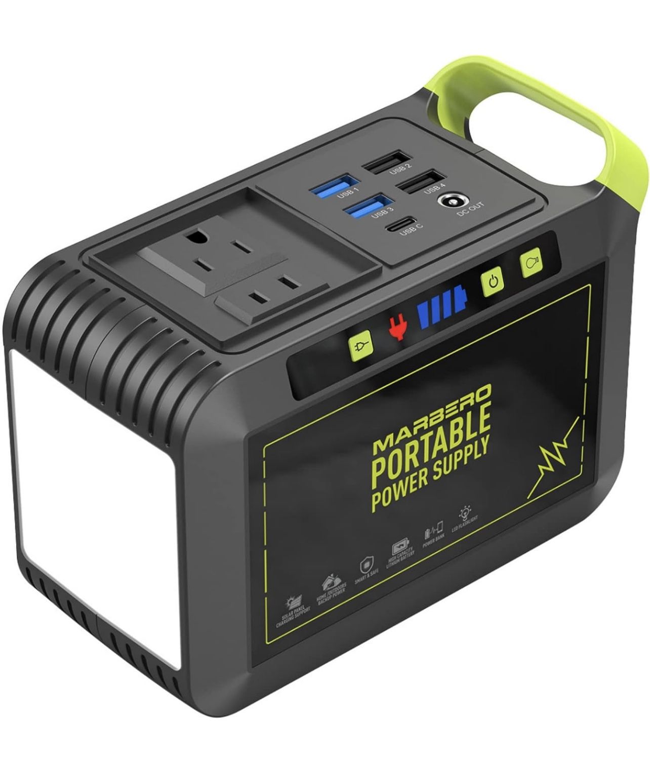 88Wh Portable Power Station 24000mAh Camping Solar Generator(Solar Panel Not Included) Lithium Battery Power 110V/80W AC, DC, USB QC3.0, LED Flashligh
